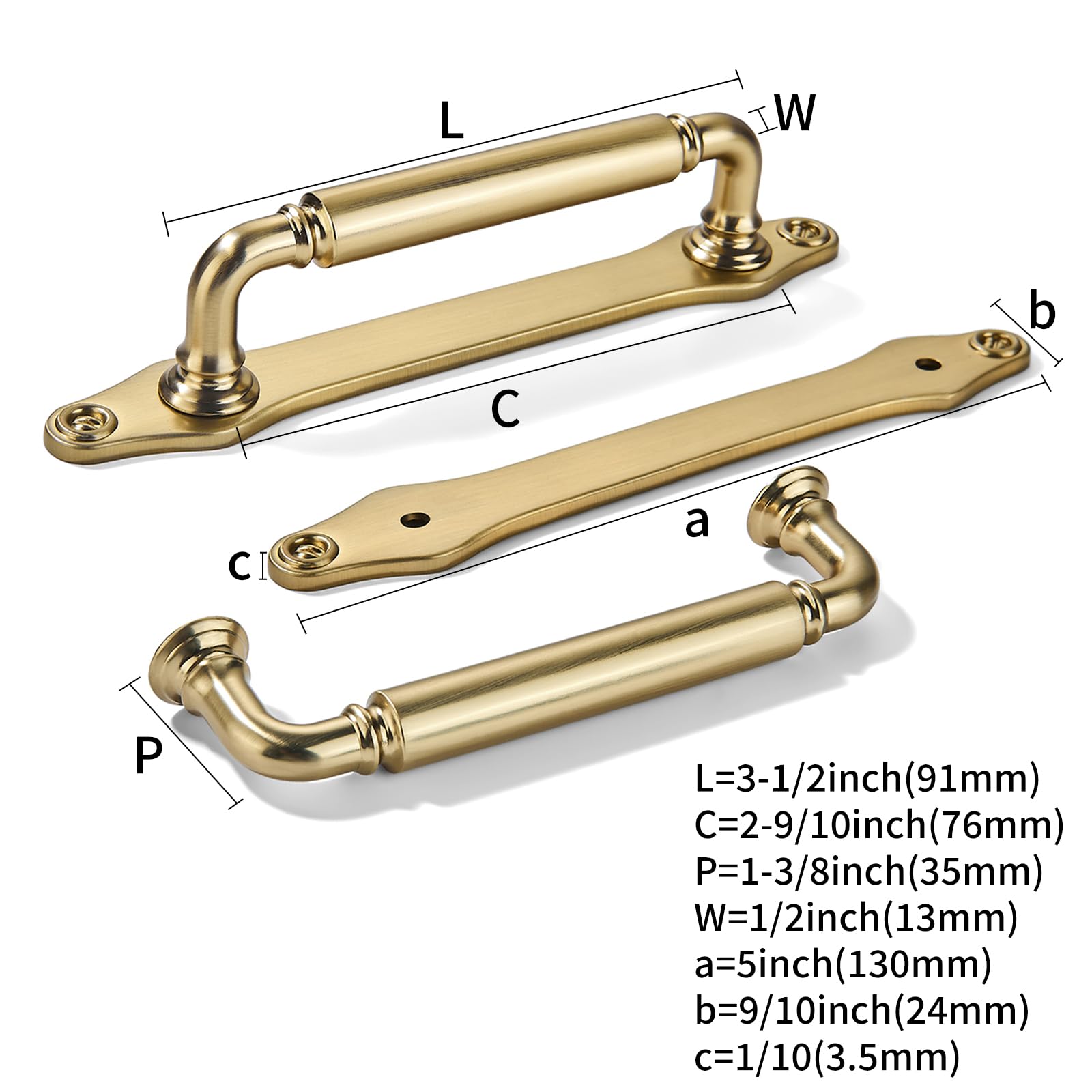 Brushed Brass Cabinet Pull - 279BP, 3 in (76 mm) — KHTUMEWARE