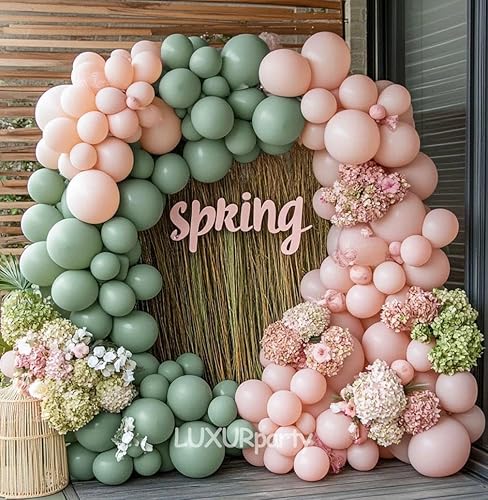 Vista 46 de Guirnalda de globos de color rosa pastel de doble relleno, globos de látex rosa claro, diferentes tamaños, 18/12/5 pulgadas, kit de globos de Rosa