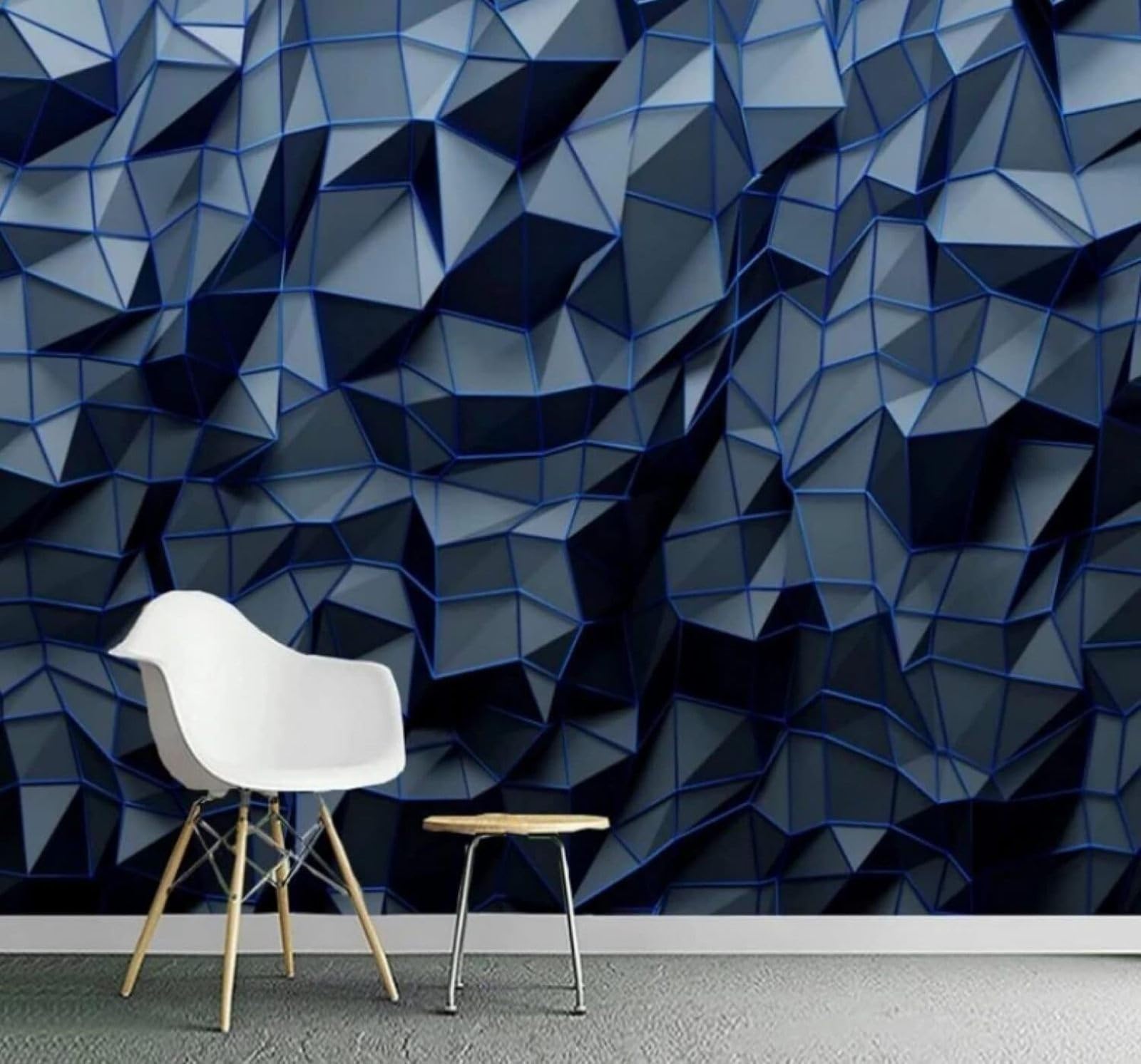 XLMING Abstract Three Dimensional Blue Geometric Polygon 3D Wallpaper Luxury Home Dining Decor Paste Sofa Living Room The Wall for Bedroom Mural-150cm×105cm
