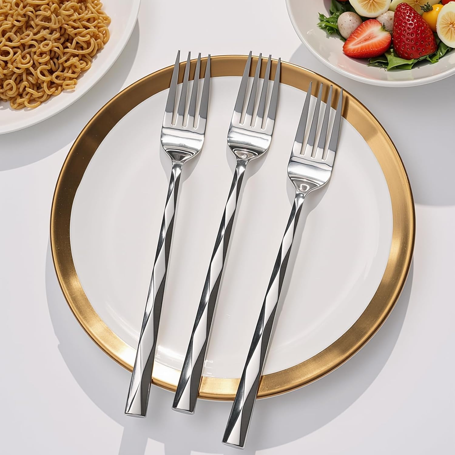 12-Piece Silverware Forks Set, Metal Forks Diamond Cut Design, Stainless Steel Forks Set of 12 Dishwasher Safe Flatware, Modern & Elegant for Everyday & Formal Dining