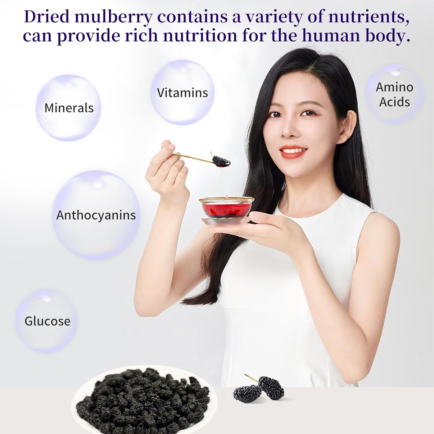 Premium Dried Black Mulberries Dried Mulberries Black Mulberry Tea Herbal Tea No Sugar Added & No Additives Dried Fruit Snack 黑桑椹干 桑葚 280g/10oz - Image 6