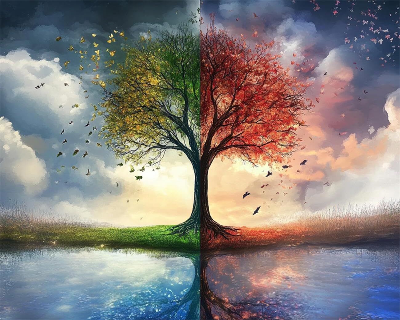 RKFLGEW DIY Embroidery Set Anime Tree 50x70cm