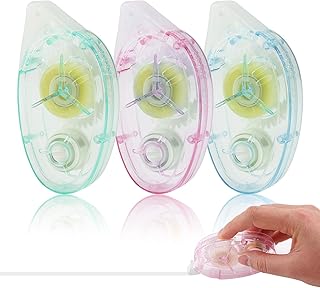 Glue Roller,3 Pcs 10mx8mm Double Sided Tape,Permanent Adhesive Glue Tape,Cellotape Dispenser Transparent,Scrapbook Accessories,Scrapbook Runner Tape for Crafting,Photo,Journal,Cards(Color Random)