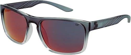CAT 8017 Gafas de sol polarizadas cuadradas para hombre, 2.283 in, Brillo gris