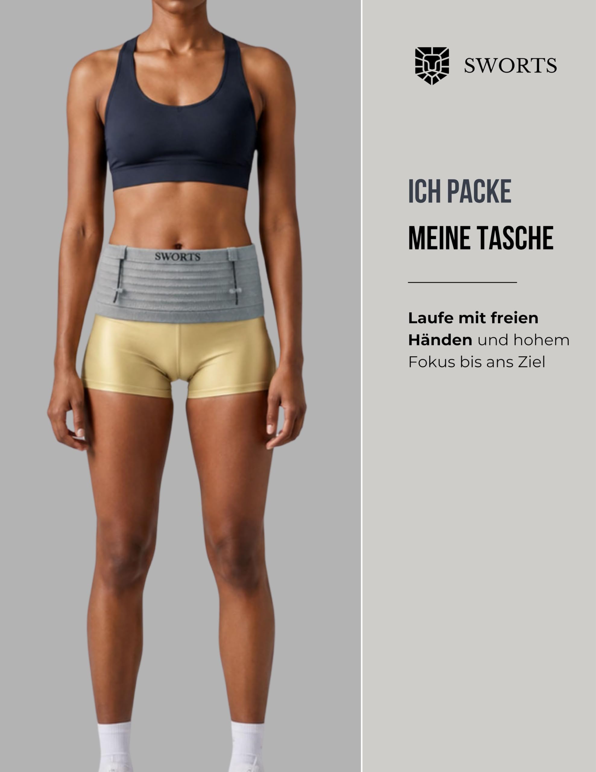 Tube Run Belt I Seamless Jogging - Bolsa para correr sin cierre y poco peso (unisex para correr maratón), Piedra Gris, L/XL