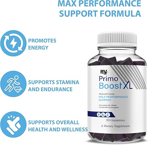 Miniatura 6 de BLUE VIBE Paquete de 2 gomitas Primo Boost XL, suplemento PrimoBoostXL de rendimiento diario Shilajit y miel de manuka, suplemento de apoyo avanzado