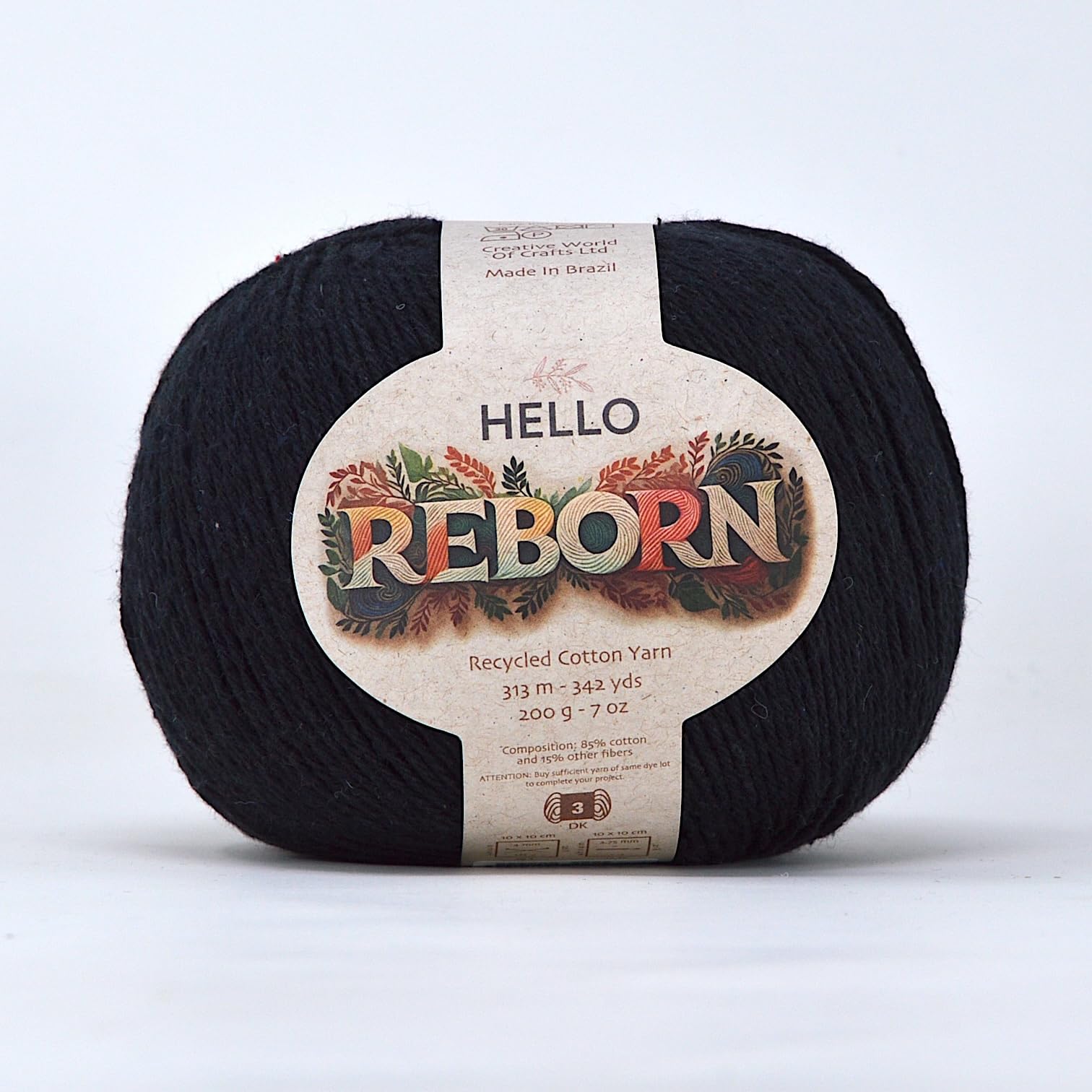 Reborn Recycled Cotton - Coal - 200g DK Crochet/Knitting Yarn