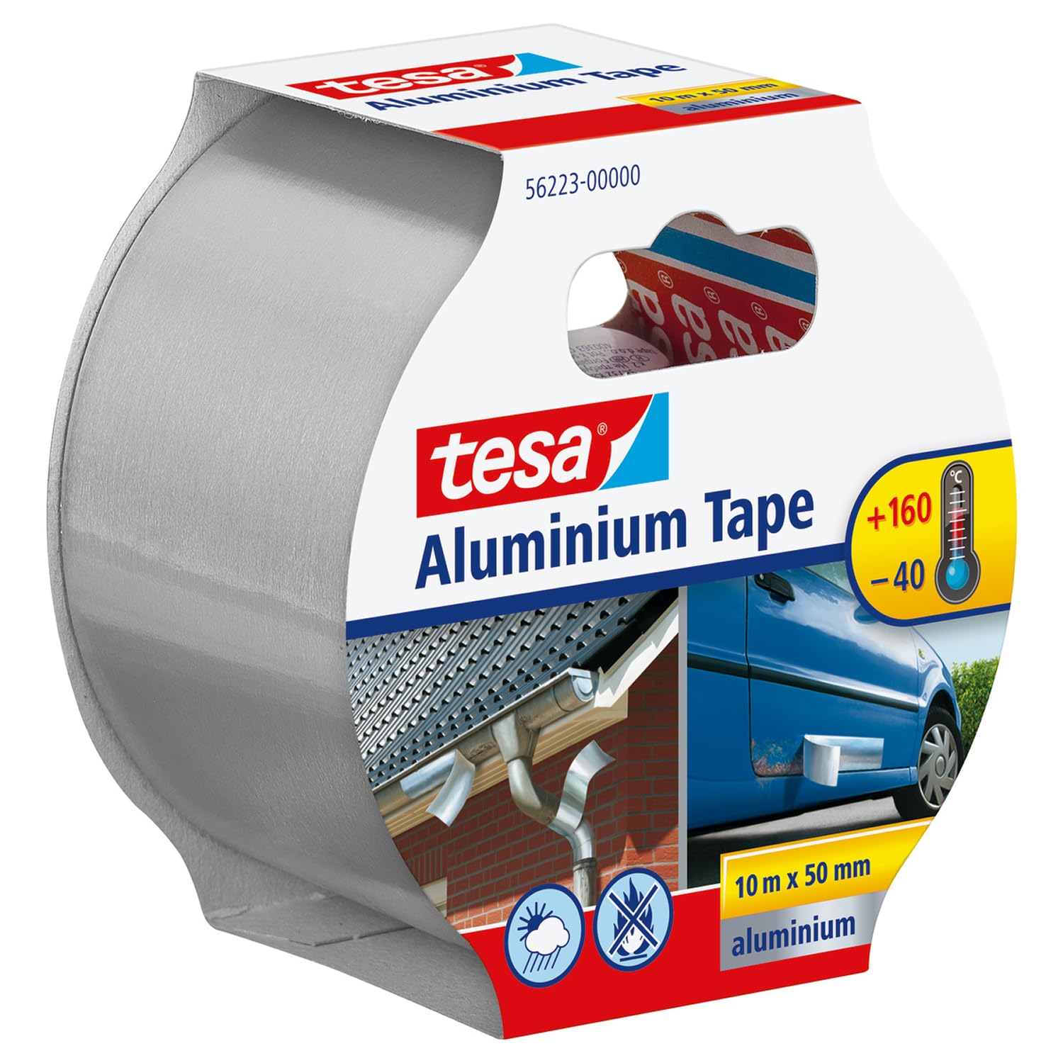 tesa Ruban Adhésif Aluminium – Bande Auto Adhésive en Aluminium pour la Réparation et l'Isolation de Surfaces Métalliques – Résistante Haute Température, Imperméable – 10 m x 50 mm