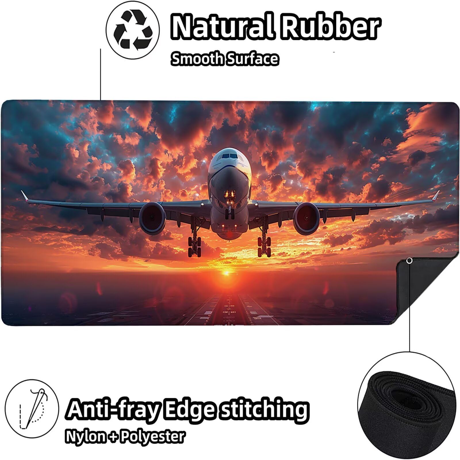 Tappetino Mouse Rosso, Tappetino Mouse XXL 1200x600 mm, Gaming Mouse Pad con Base in Gomma Antiscivolo, Gaming Mousepad Migliora Precisione e Velocità, Accessori Scrivania, Regalo, Aereo 9-7707