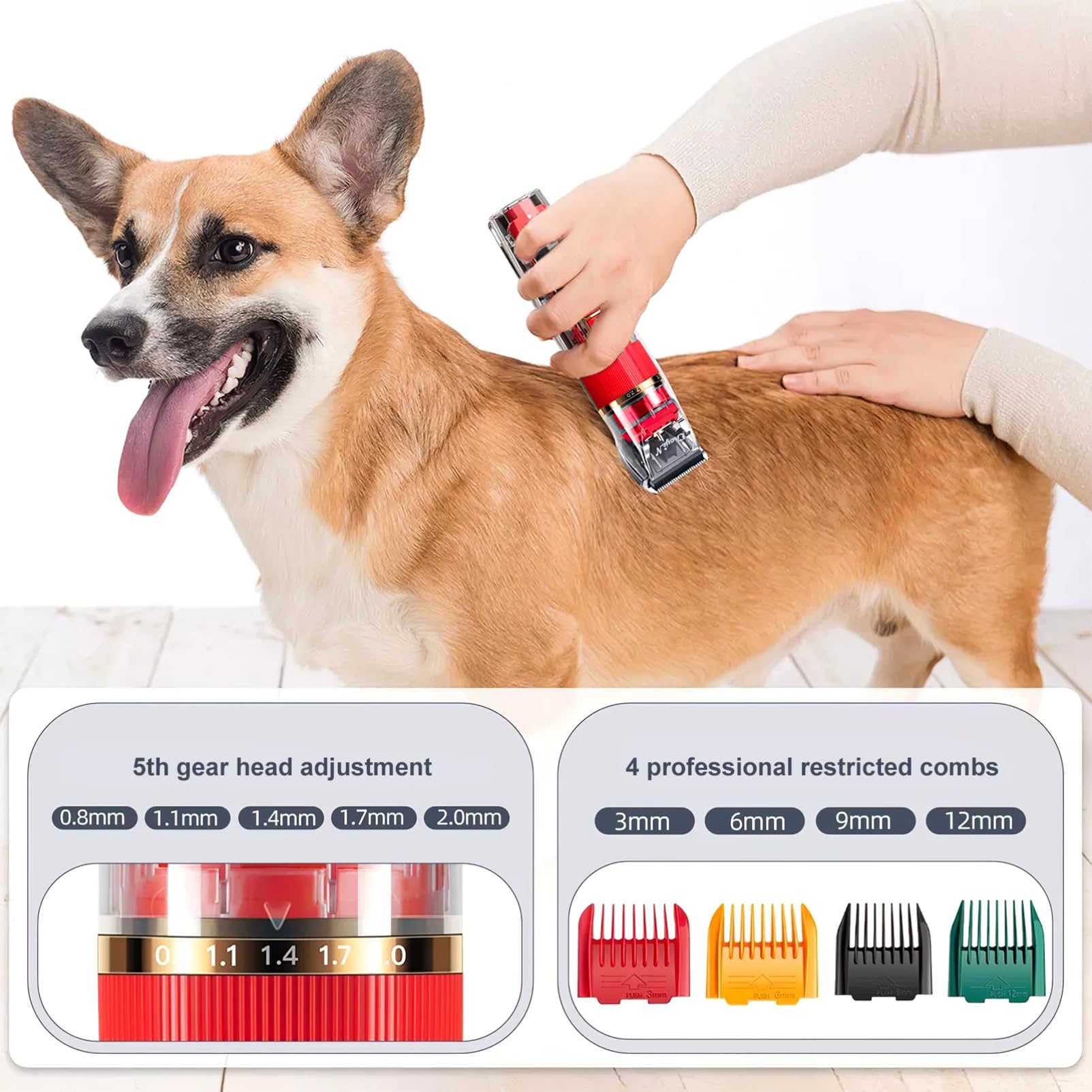 Tondeuse à Poils de Chien sans Fil Rechargeable 1 Set Rouge