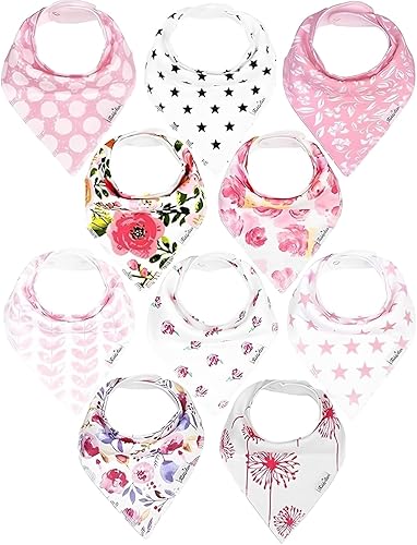 KiddyStar Soft Unisex Organic Cotton Baby Bandana Bibs, Teething Bibs, Drooling Bibs, Toddlers Bibs, Burp Cloths