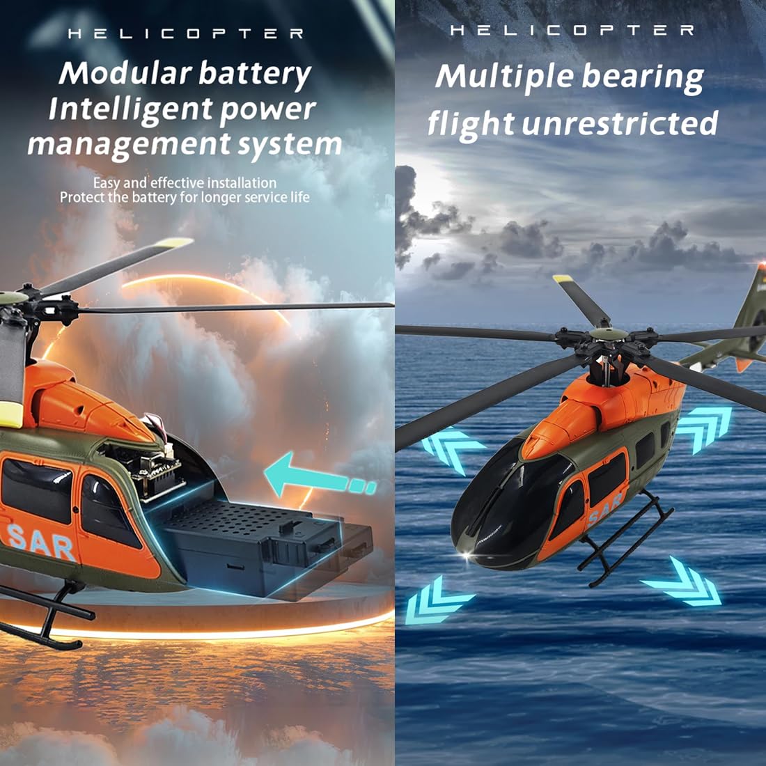 RC ERA C190 1:30 H145 échelle 2.4G 6CH 6 Axes Gyroscope Localisation Du Flux Optique Maintien D'altitude Flybarless Hélicoptère RC RTF