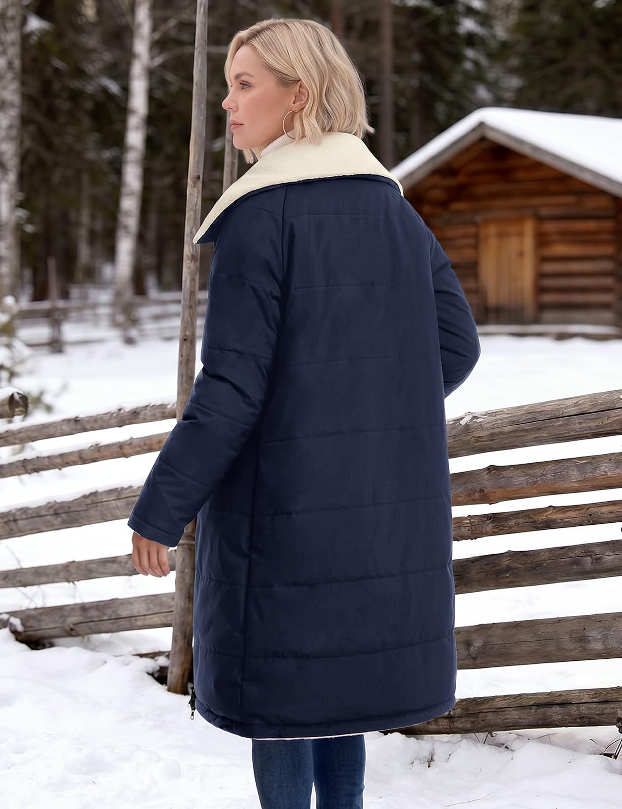 heekpek Manteau Long Femme Hiver Veste Polaire Parka Chaud Matelassée Manteaux Zippé Doudoune mi Longue Jacket Casual Blouson avec Poches