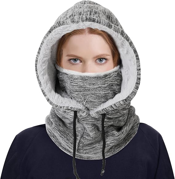 Bonnet Protège-cou Ski Cagoule Hiver TAGVO - Bonnet Tricoté Doublure Polaire, Protège-Cou Coupe-Vent - Ski, Cyclisme, Taille Unique Accessoire Sports Hiver