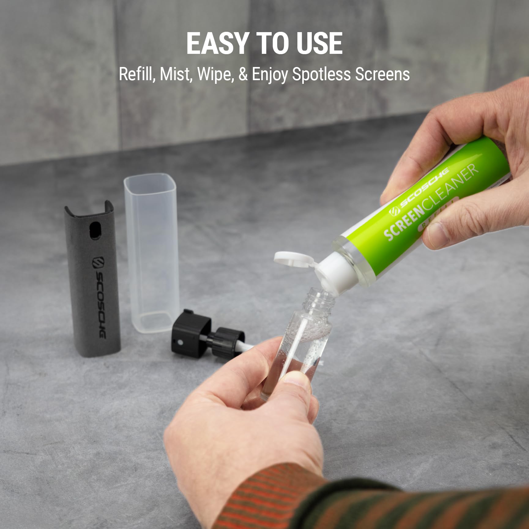 Scosche SCOCLNR - Set di 10 flaconi di ricambio per pulizia elettronica senza striature, per TV, computer, telefono, iPhone, iPad, laptop, MacBook, touch screen dell'auto, confezione da 10