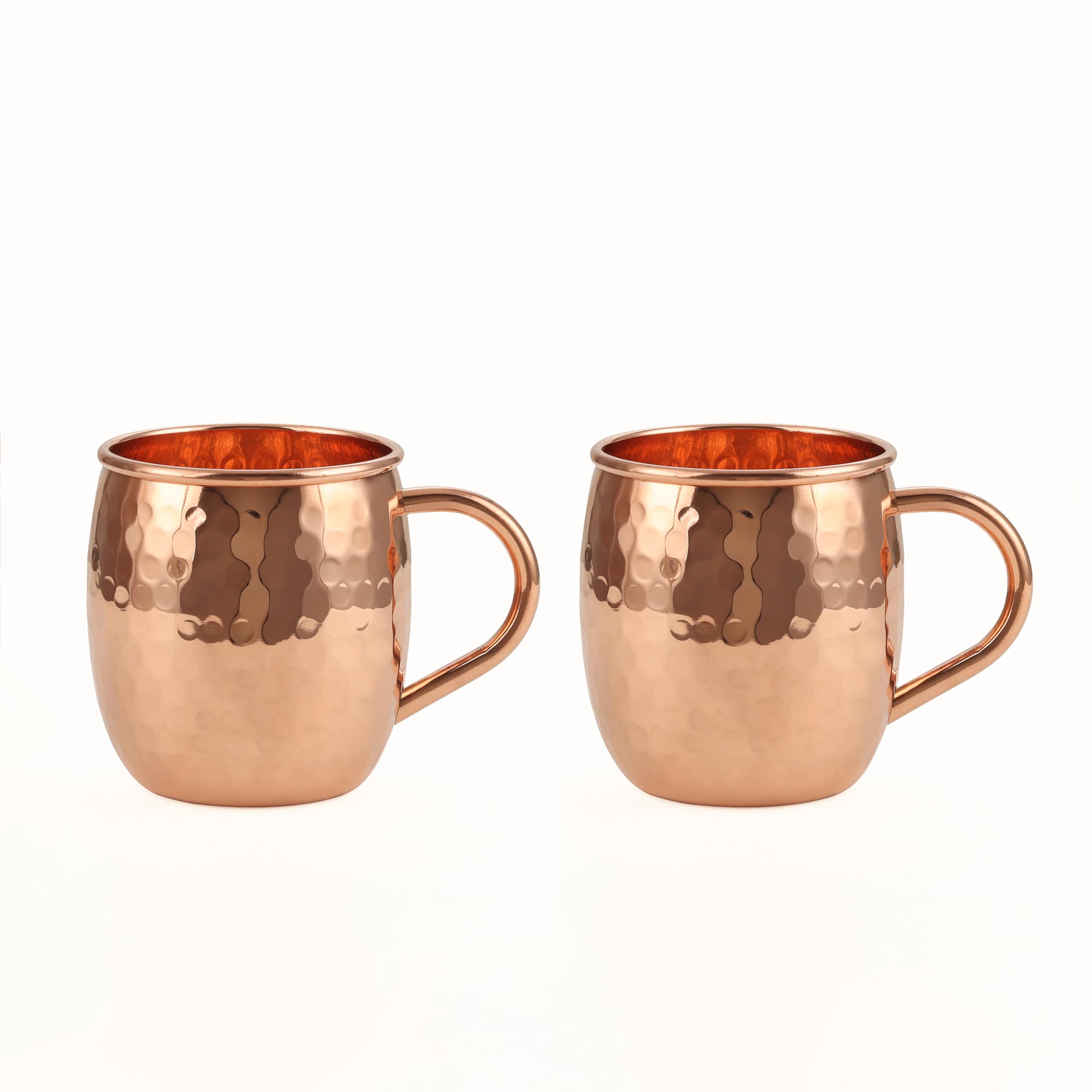 Copper Mule Mug, Handcrafted Shiny Moscow Mule Beer Mug Cup, Cocktail Serveware, Drinkware & Barware, Ideal for Cocktails, Drinks, & Gifts, Best for Parties (500 ml) Set of 2
