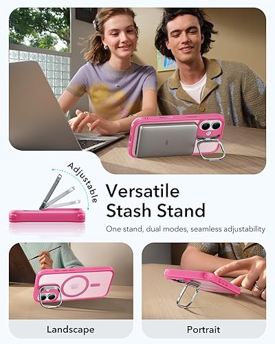 Vista 98 de ESR - Funda para iPhone 15 compatible con MagSafe, funda protectora de grado militar con soporte integrado, cubierta trasera resistente a