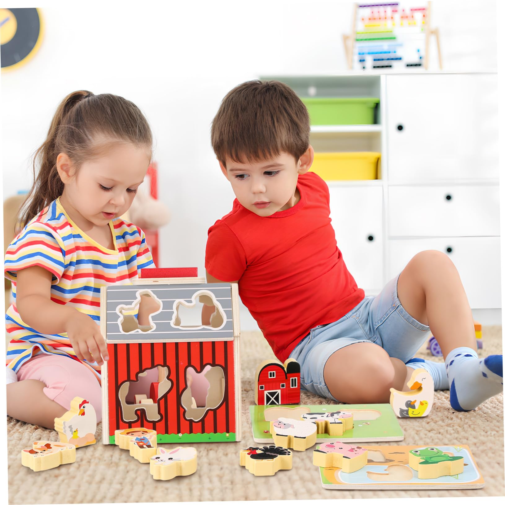 ifundom Giocattolo Montessori Animali della Fattoria in Legno | Apprendimento Prescolare Stem, Attività Interattive per Bambini 2-5 Anni, Uso Indoor e Outdoor