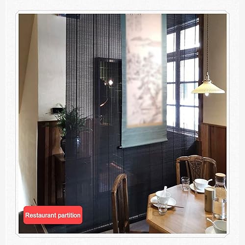 Miniatura 2 de Parasol transpirable privacidad bambú enrollable, cortina de bambú negro, cortina enrollable de persianas, pantalla de filtro, luz de partición,