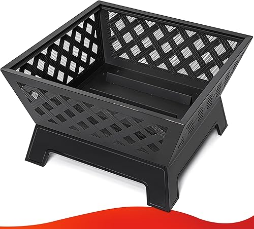 Miniatura 4 de SINGLYFIRE 26 Inch Fire Pits for Outside Square Firepit Outdoor Wood Burning Extra Large Steel Firepit Rectangular Deep Bowl for Patio Backyard