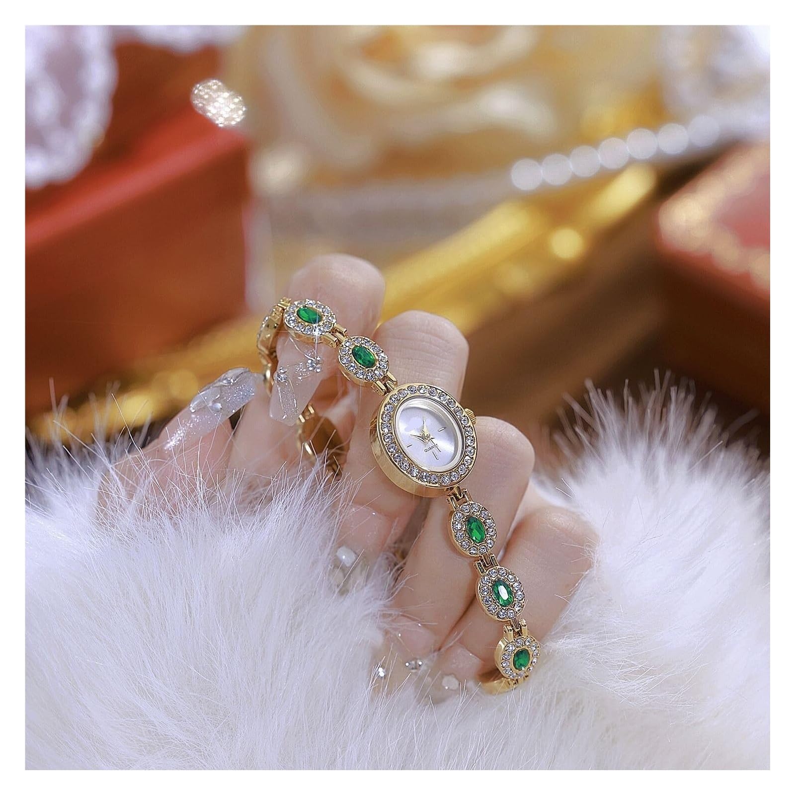 Orologi da polso da donna vintage di lusso con quadrante ovale, piccolo braccialetto di diamanti, orologio al quarzo alla moda, delicato e impermeabile watch