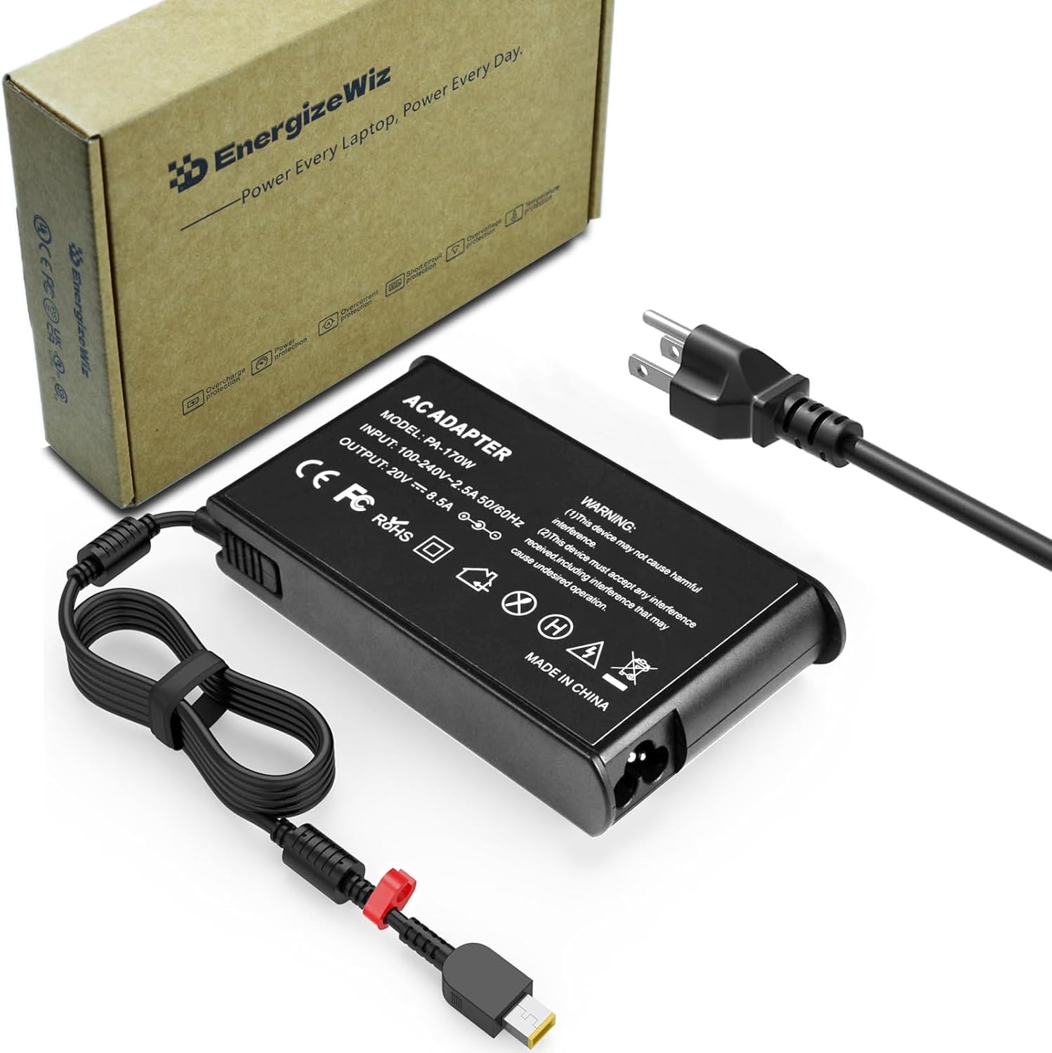 Slim 170W Charger Fit for Lenovo Legion Slim 5 5i Yoga Pro 9i Lenovo ThinkPad P1 P16 IdeaPad Pro 5 Lenovo LOQ ADL170SCC3A 4X20S56697-20V 8.5A ac Adapter Laptop Power Supply