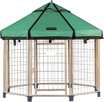 Advantek Pet Gazebo Indoor and Outdoor Metal Dog Kennel with Umbrella Roof, 4ft Hunter Green