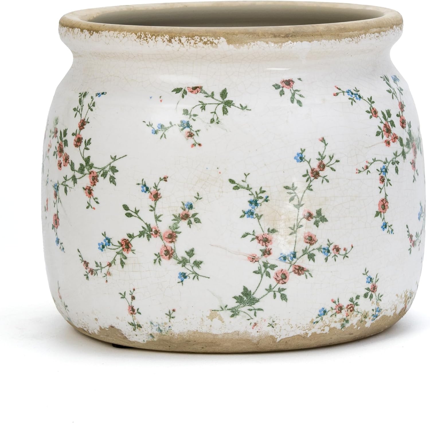 Dosayes Flower Pot,Vintage Ceramic Pot for Planter with Drainage Holes, 6.29 inch Ice Crack Glazed Indoor Planters Pot for Indoor,Tucan Home Decor,Gardening Gifts,Green (French)