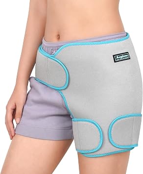 Hip Ice Pack Wrap for Women Men, Hip Brace with Hot Cold Pack for Injuries Reusable,Hip Gel Kit for Pain Relief Sciatica Nerve,Piriformis Stretcher, Hip Flexor Strain, Groin Pull, SI Joint Grey