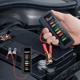 Testador de bateria de carro e motocicleta de 12 V – Ferramenta de detecção de bateria indicadora de carga automotiva portátil para automóveis