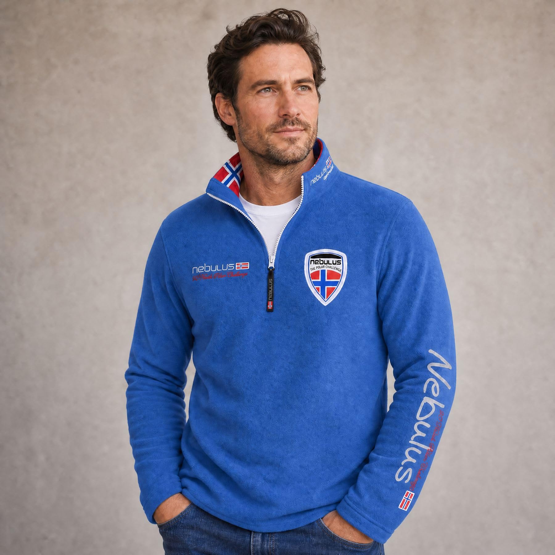 Nebulus Herren Pullover SKANDINAVIA, Warmer Fleecepullover, Pulli aus Fleece mit Half Zip Reißverschluss