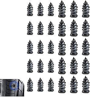 Tire Repair Screws, 30 PCS Tire Repair Rubber Nail Kit, Car Repair Tools, Rubber Screws Universal for Most Cars SUVs and Trucks (Black)