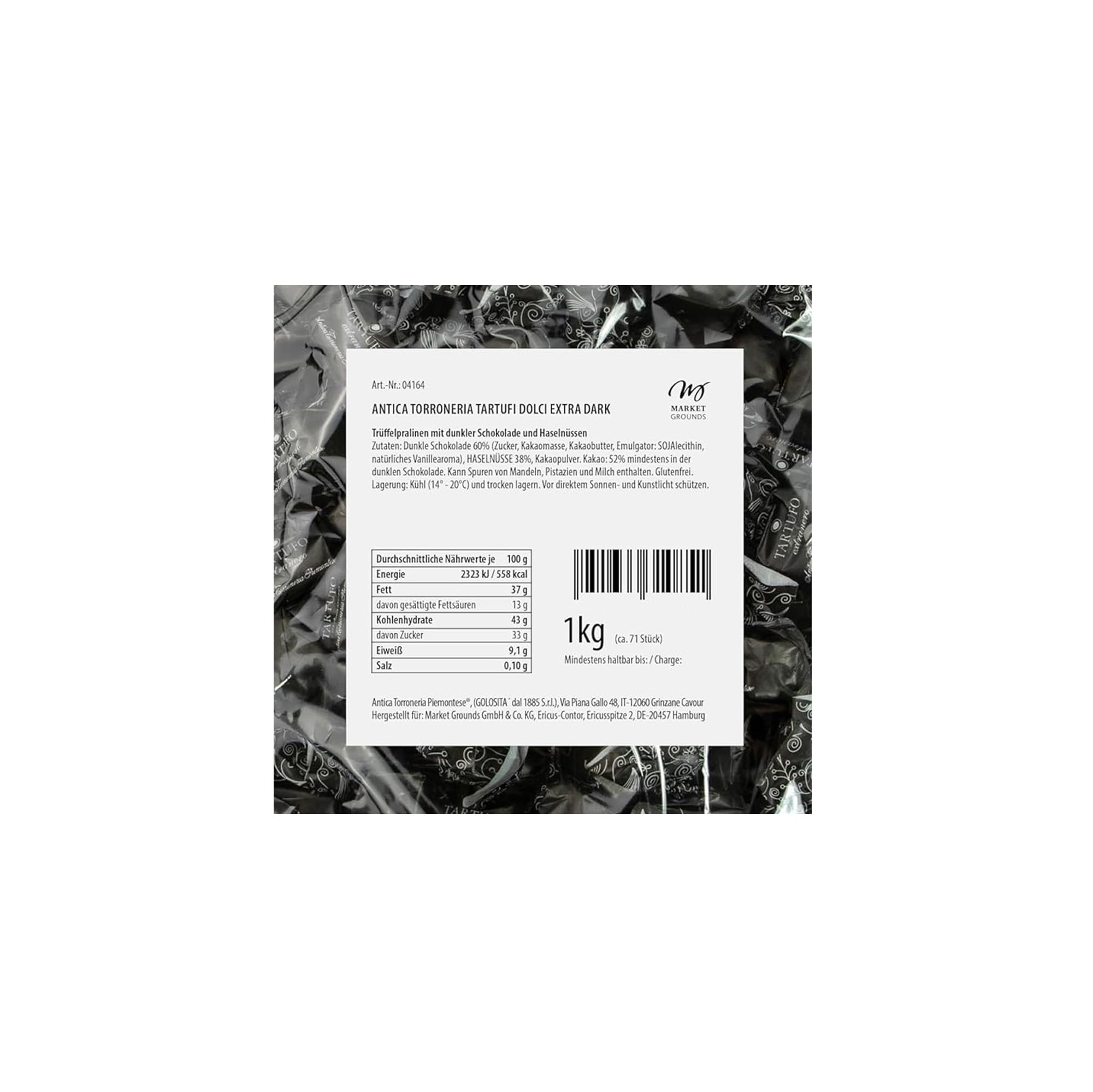 Antica Tartufi Dolci Extra Dark, 1kg Feinste Italienische Trüffelpralinen, Glutenfrei & Köstlich, Ideal als Edle Geschenkidee und zum Kaffee - 70 Stück, je 14g - Großpackung Pralinen