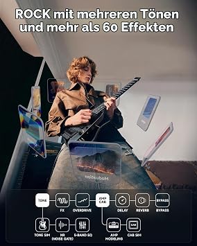 Donner HUSH X PRO Electric Guitar Kit - Intelligent Travel Guitar with Dozens of Preset Combinations 7 Tone Sim Options Midnight Glow