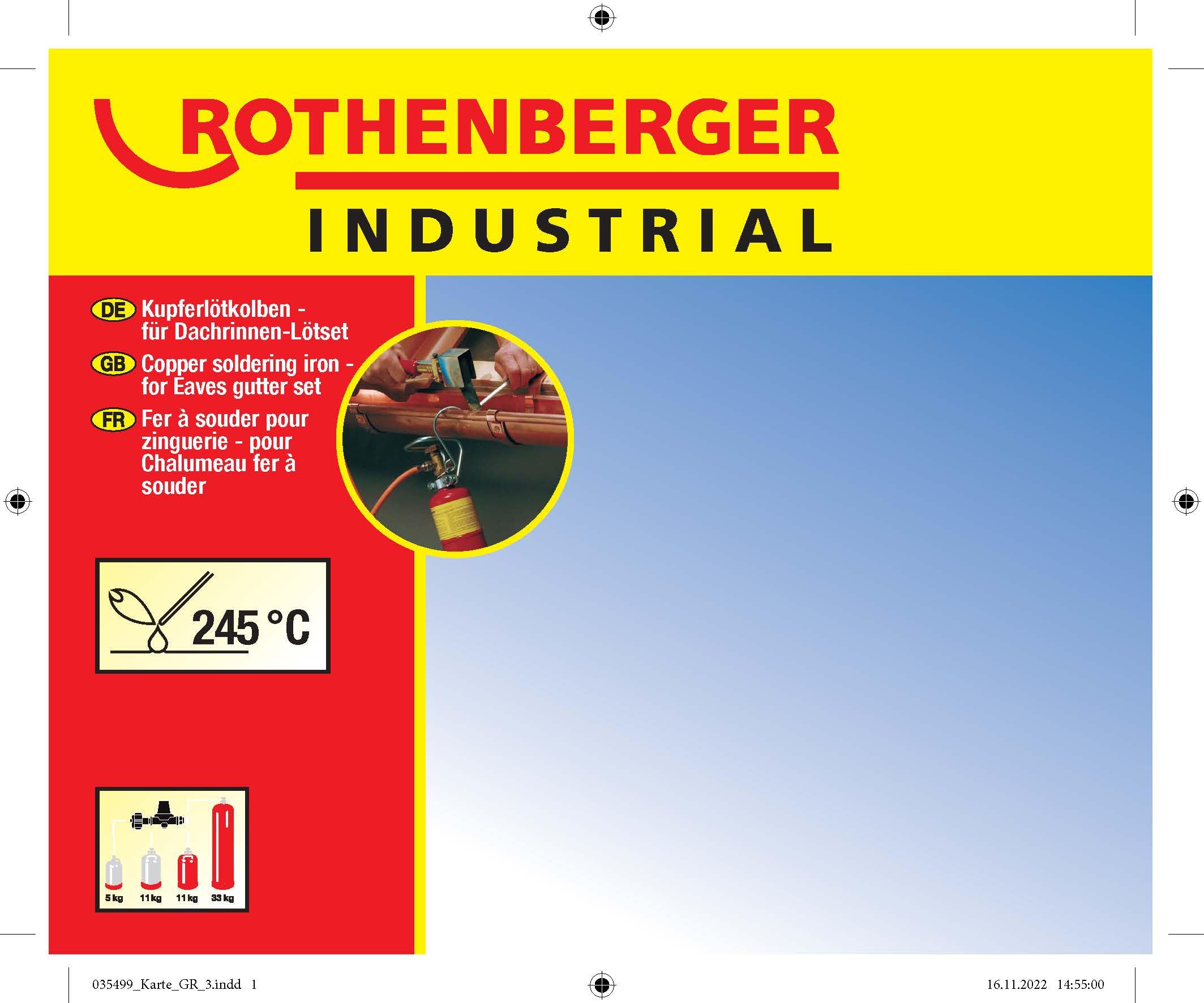 ROTHENBERGER Industrial lutownica miedziana do ROTHENBERGER Industrial zestaw do lutowania rynny dachowej, 35499