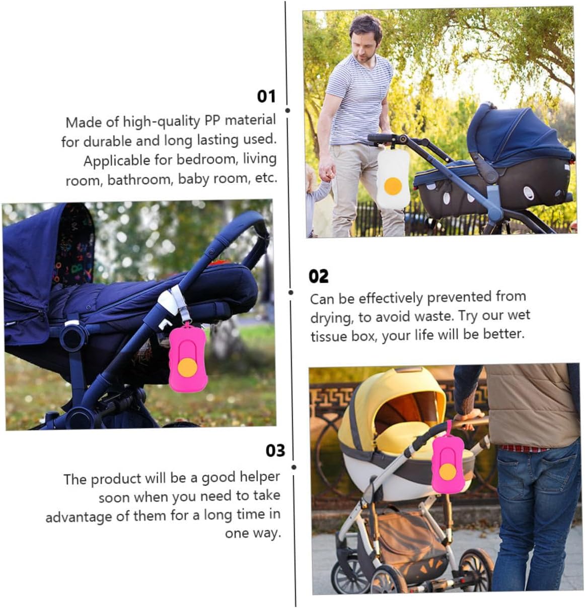 PRETYZOOM 3pcs Portable Wet Wipes Box Reusable Wipes Holder Travel Tissue Case Plastic Tissue Case Face Storage
