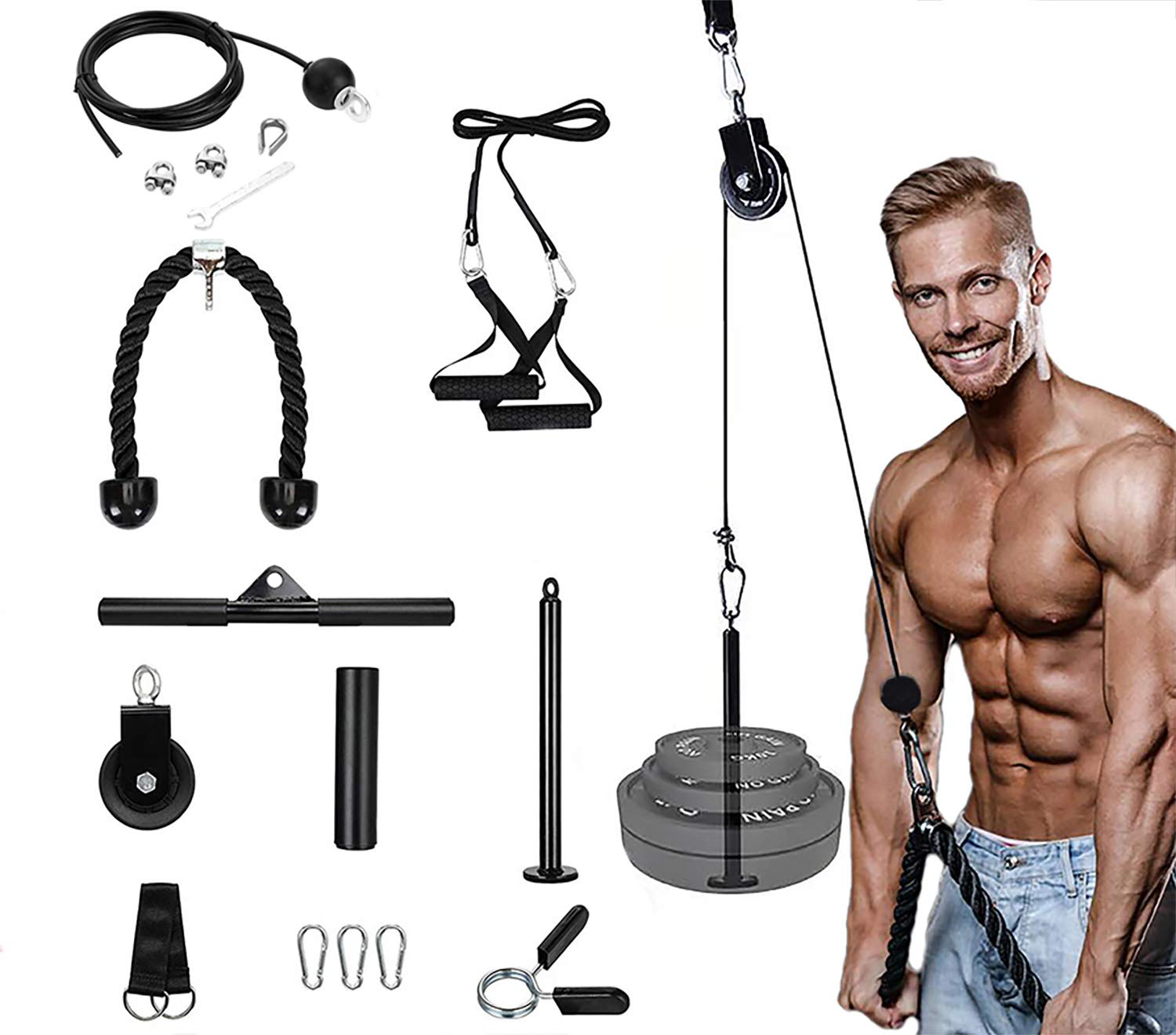 Buy TsLolly Pulley Gym Tricep Cable Kit, Fitness LAT and Lift Pulley