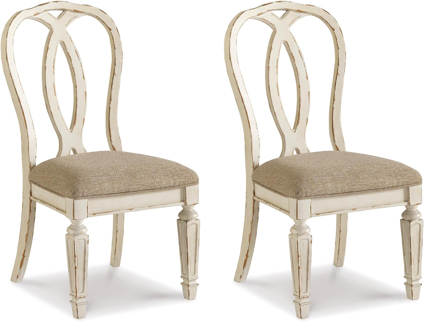 Realyn French Country Ribbon Back Dining Chair, 2 Count, Chipped White