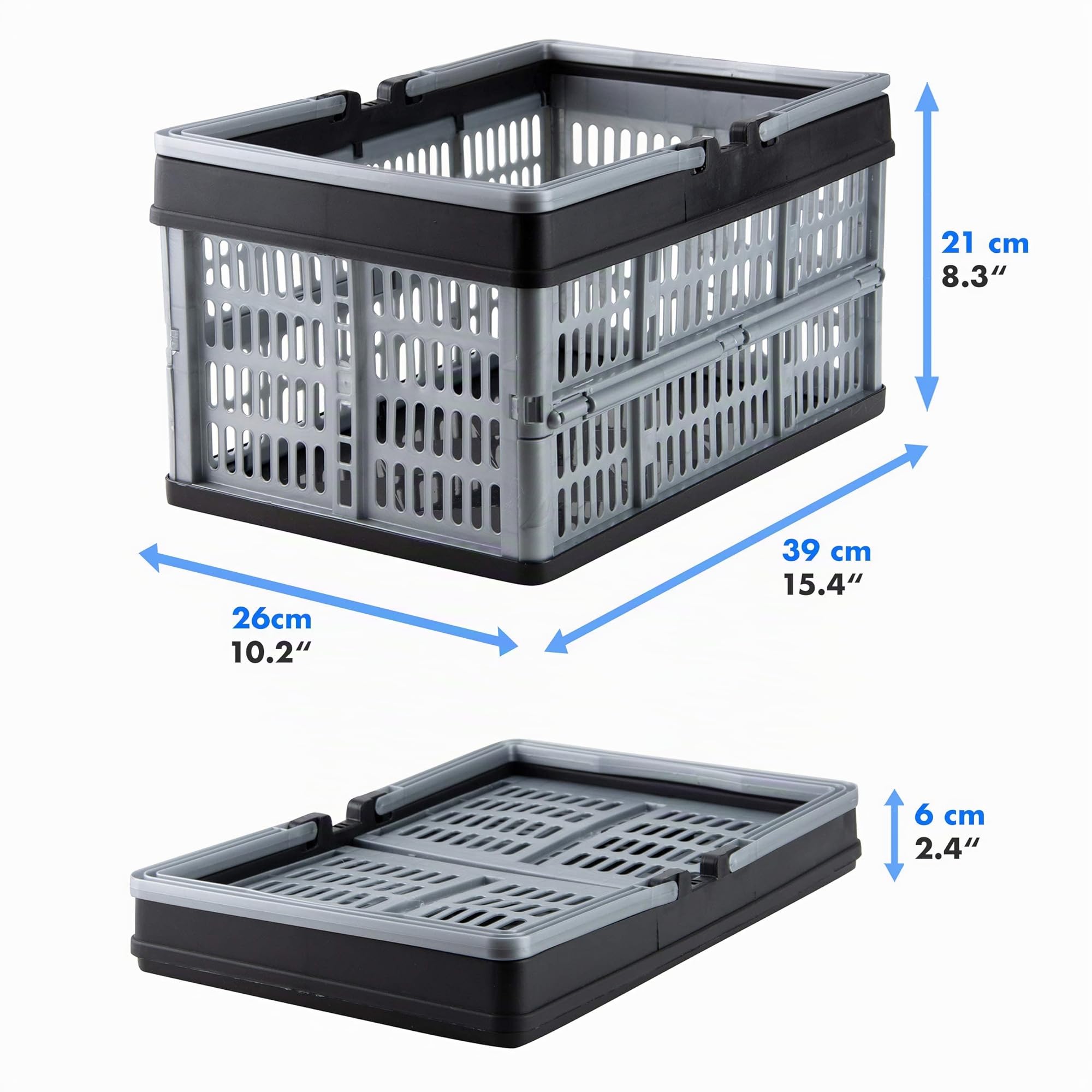 Grizzly 2 x Cajas Plegables con asas - 16 L - Cestas de almacenamiento - apilables