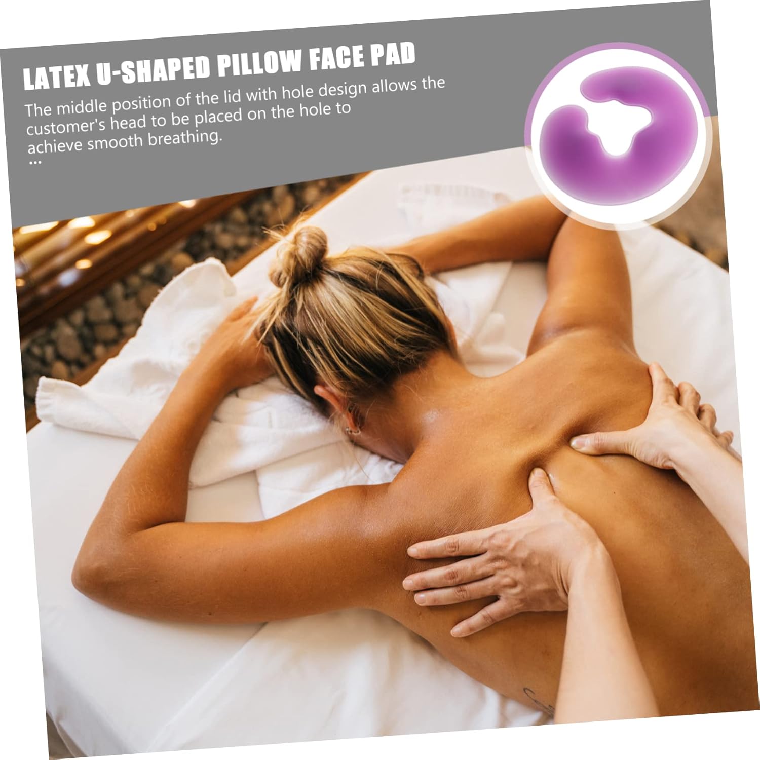 DOITOOL Spa Salon Silicone Face Down Pillow U-Shaped Washable Cushion for Massage Tables Reusable Gel Head Support Comfort for Beauty Treatments Clinics and Spas