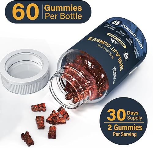 Miniatura 6 de Gomitas Shilajit de 1000 mg, suplemento de Shilajit del Himalaya, alto en minerales traza, apoyo energético para la salud inmunológica, 60 unidades