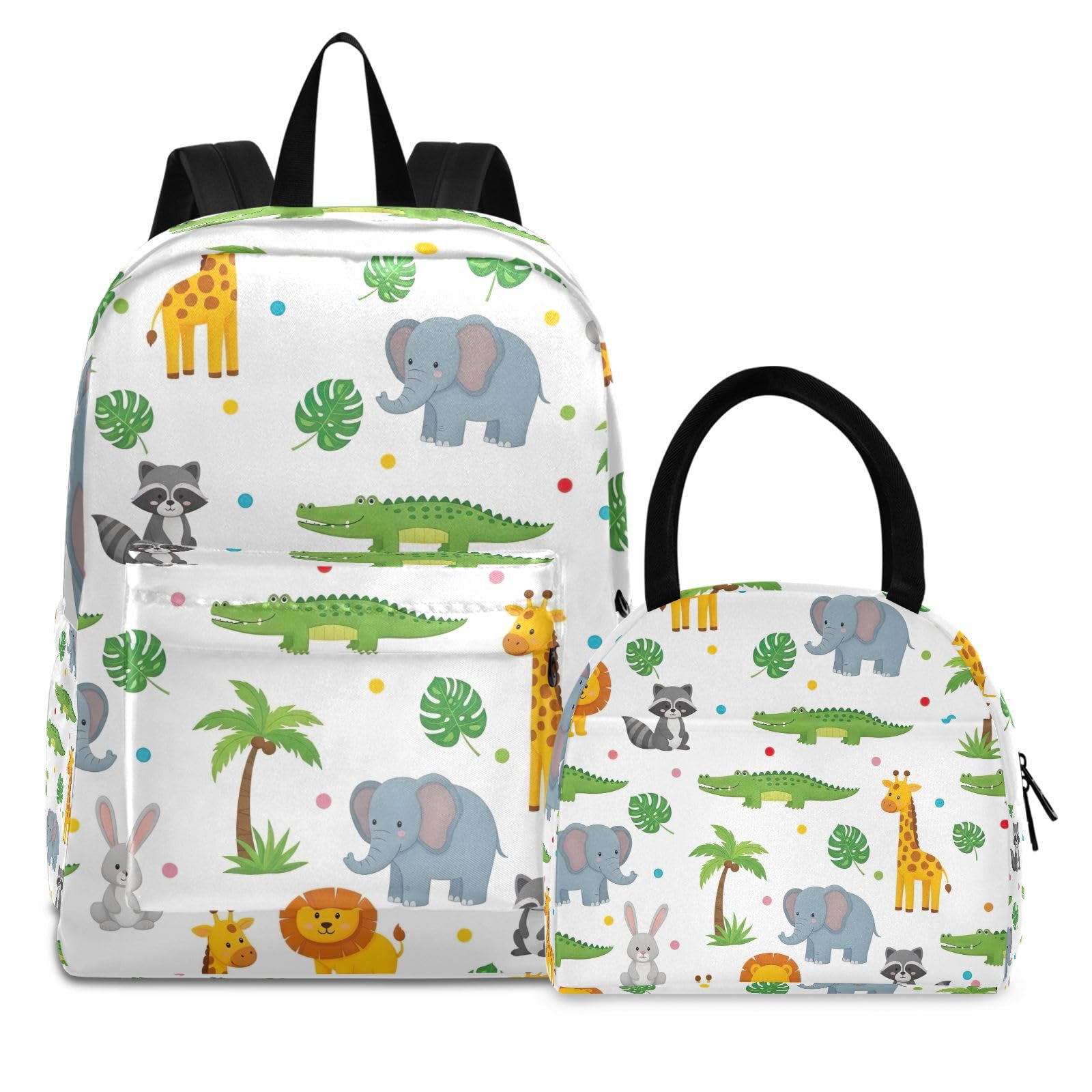 Kids Bookbags, Cute Cartoon Animals Lions Picnic Backpack Waterproof, Girls Backpack with Lunch Box