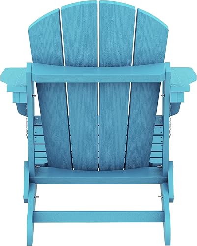 Miniatura 10 de SERWALL Silla Adirondack plegable resistente a la intemperie, sillas de patio al aire libre, sillas Adirondack pintadas, juego de 2, color azul Aruba