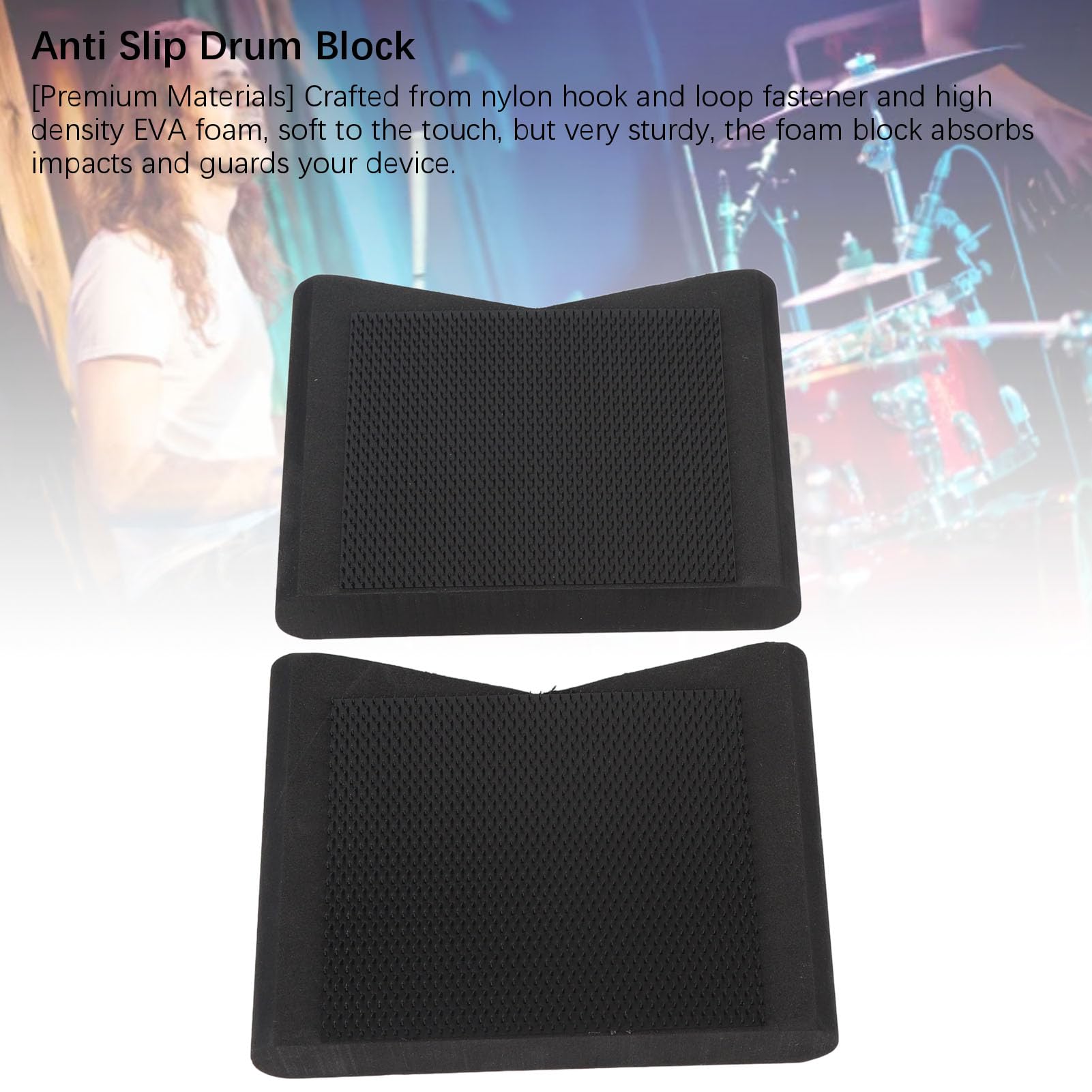 Drum Pedal Block Rutschfest, Nylon Hakenschlaufenverschluss, Weicher EVA-Schaum, für Double Kick Pedal, HiHat Ständer, Keyboard, E-Bass, 2 Stück