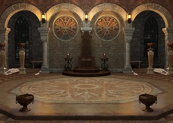BELECO 5x3ft Fabric Ancient Throne Room Backdrop Empty Hall Stone Arch Medieval Castle Palace Interior Scene Background Birthday Party Decorations Photo Studio Props Wall Mural