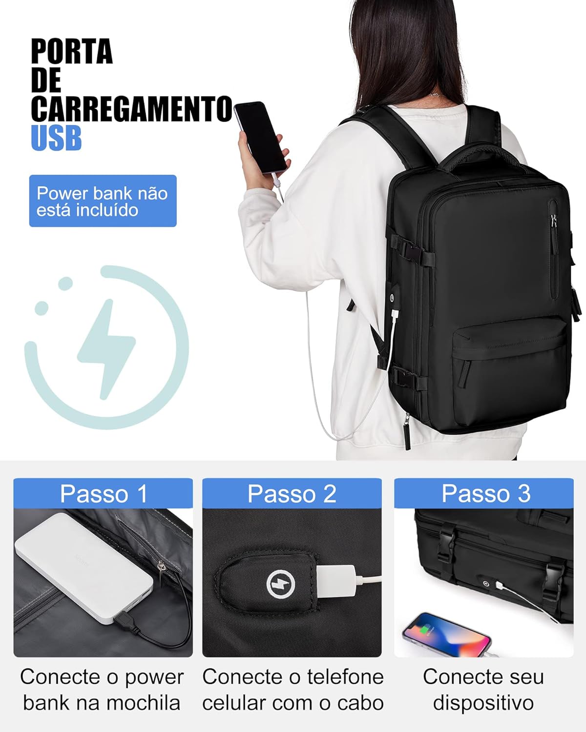 Mochila Executiva de Viagem Grande 40L Impermeável com Porta USB, Mochila Compartimento para Notebook, Mochila Feminina/Masculina Reforçada para Trabalho e viagem – VANOVA em promoção! Veja a oferta e mais achadinhos de Bolsas 4 Hoje é o melhor dia para comprar Mochila Executiva de Viagem Grande 40L Impermeável com Porta USB, Mochila Compartimento para Notebook, Mochila Feminina/Masculina Reforçada para Trabalho e viagem – VANOVA com aquele preço maroto! Promoção! Aproveite a oferta! 4