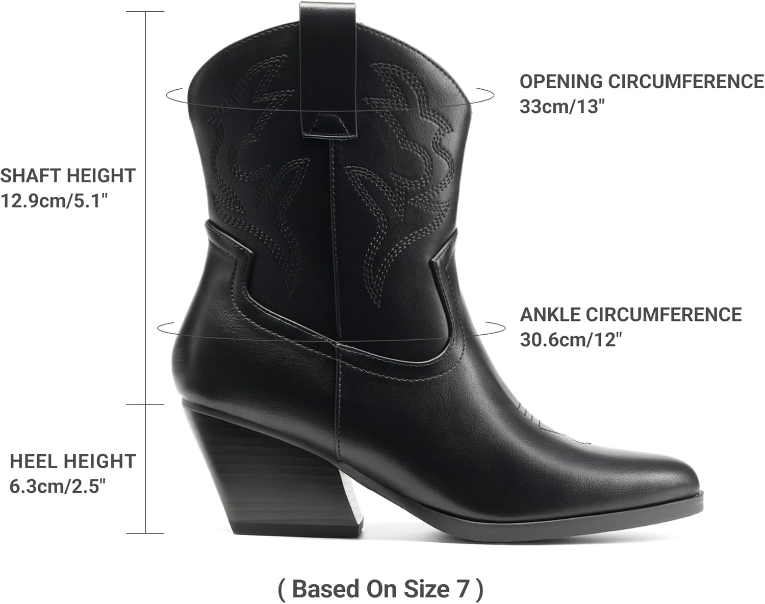 DREAM PAIRS Women's Cowboy Cowgirl Boots Embroidered Stitched Short Western Boots Low Chunky Heel Pointed Toe Ankle Booties - Image 4