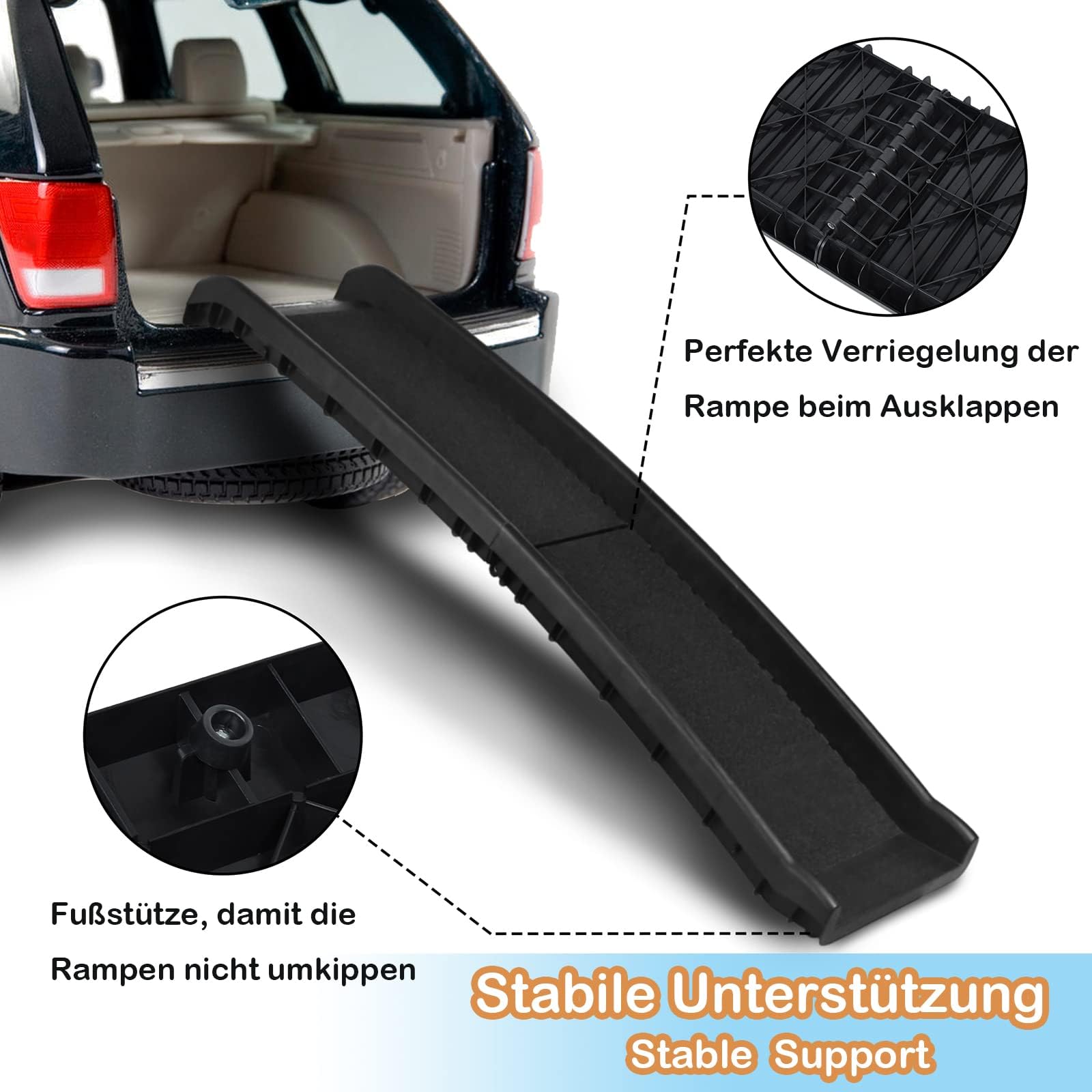 LZQ Rampe pour chien et animal de compagnie - Pliable - Antidérapante - Pour grands animaux de compagnie jusqu'à 90 kg - Noire