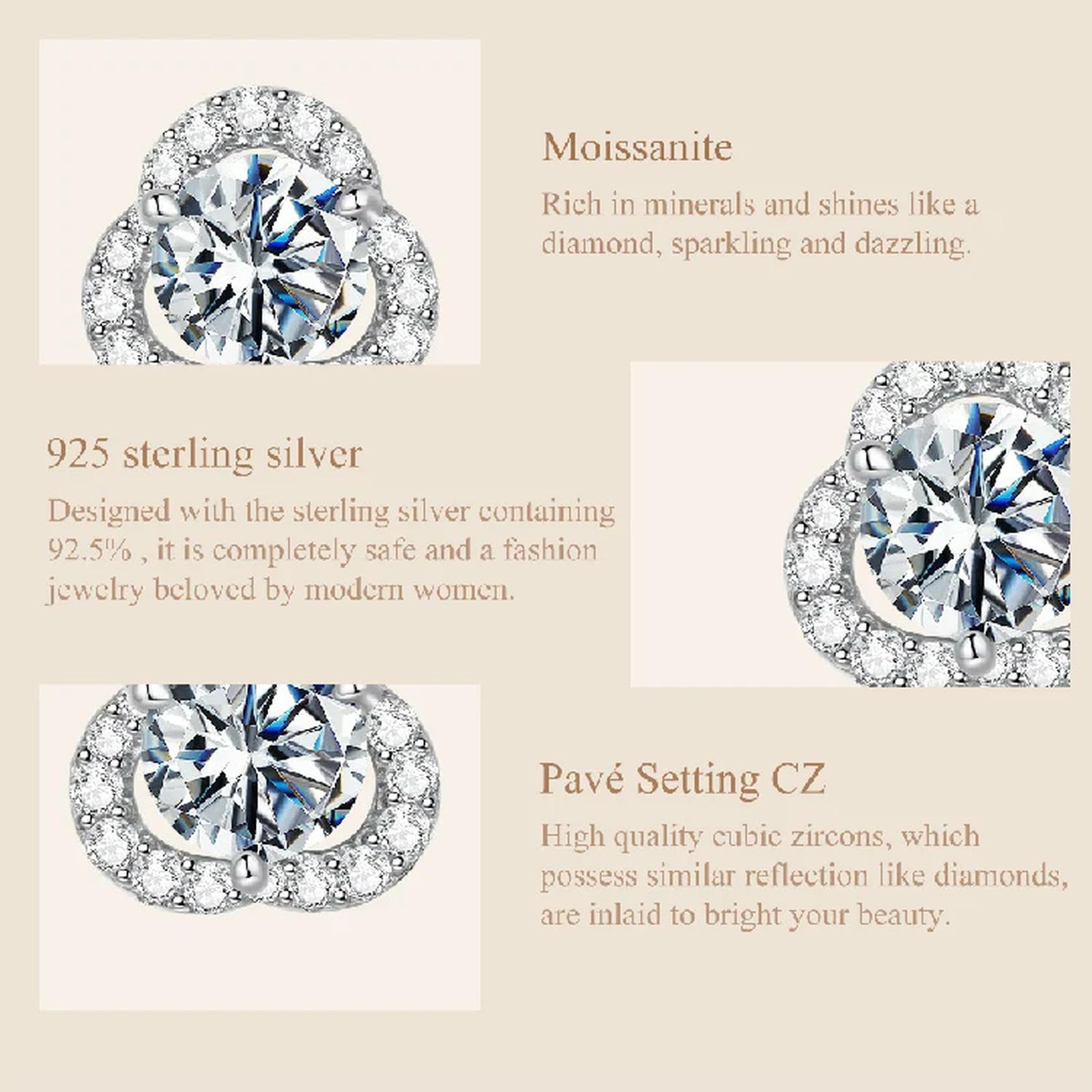 Pendientes De Moissanita Brillante De 0,5 Quilates Con Forma De Flor De Trébol, Diamantes Vvs1 Creados En Laboratorio, Originales Para Mujer, Joyería Fina.