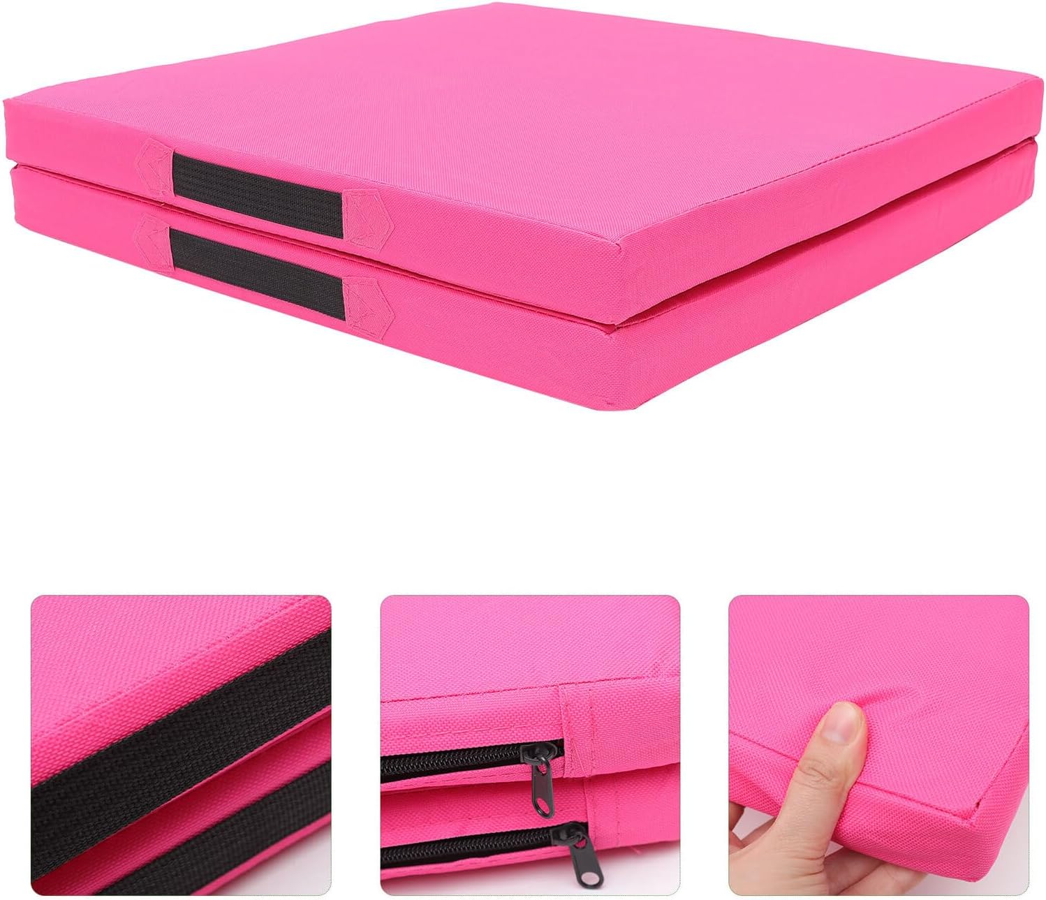 Mikinona Foldable Extra Thick Yoga Exercise Mat for Home Gym Pilates Dance Gymnastics Training Space-saving Cushioning Mat in Peach Pink